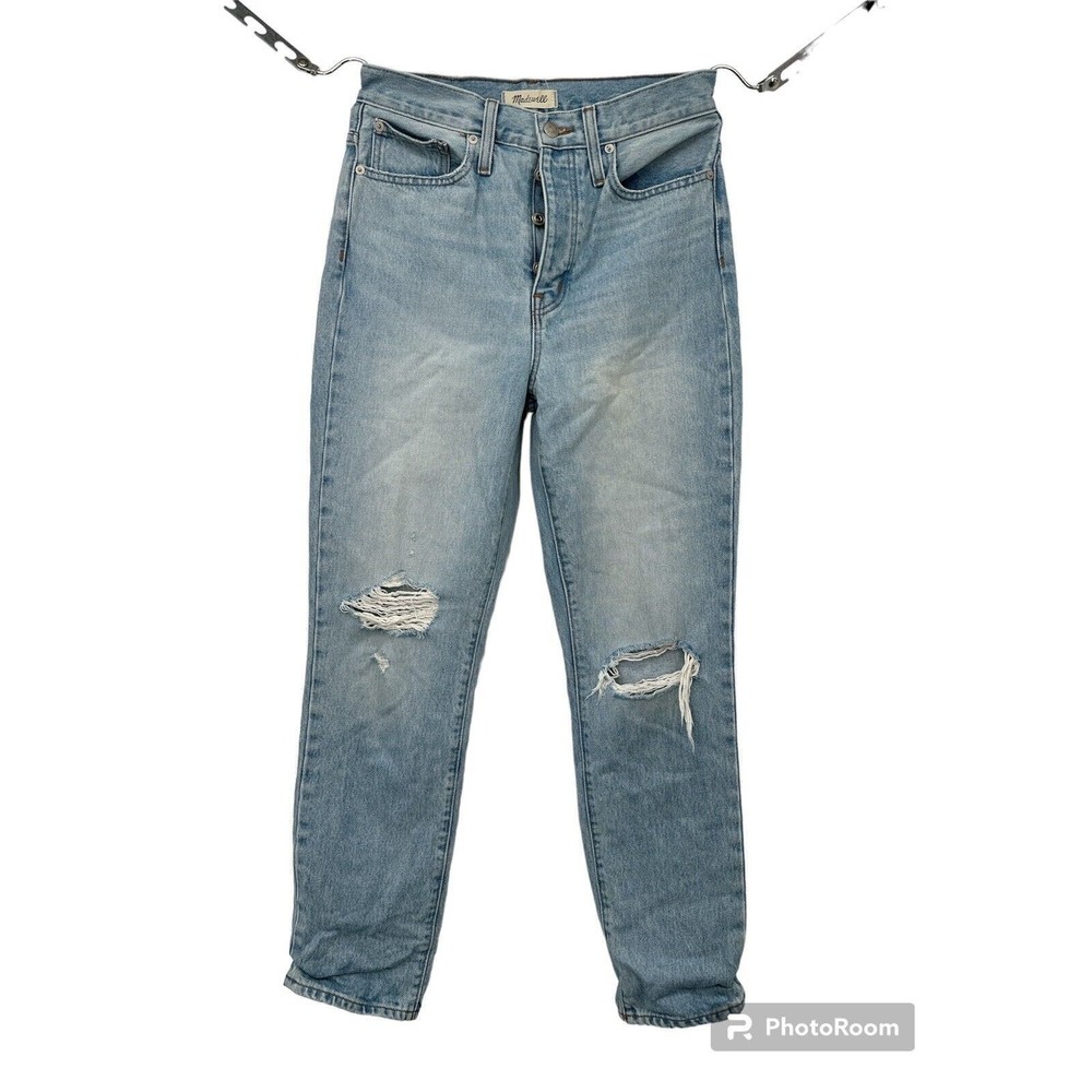 Madewell Women's Size 26 Classic Straight Leg Crop High Rise Blue Denim‎ raw hem